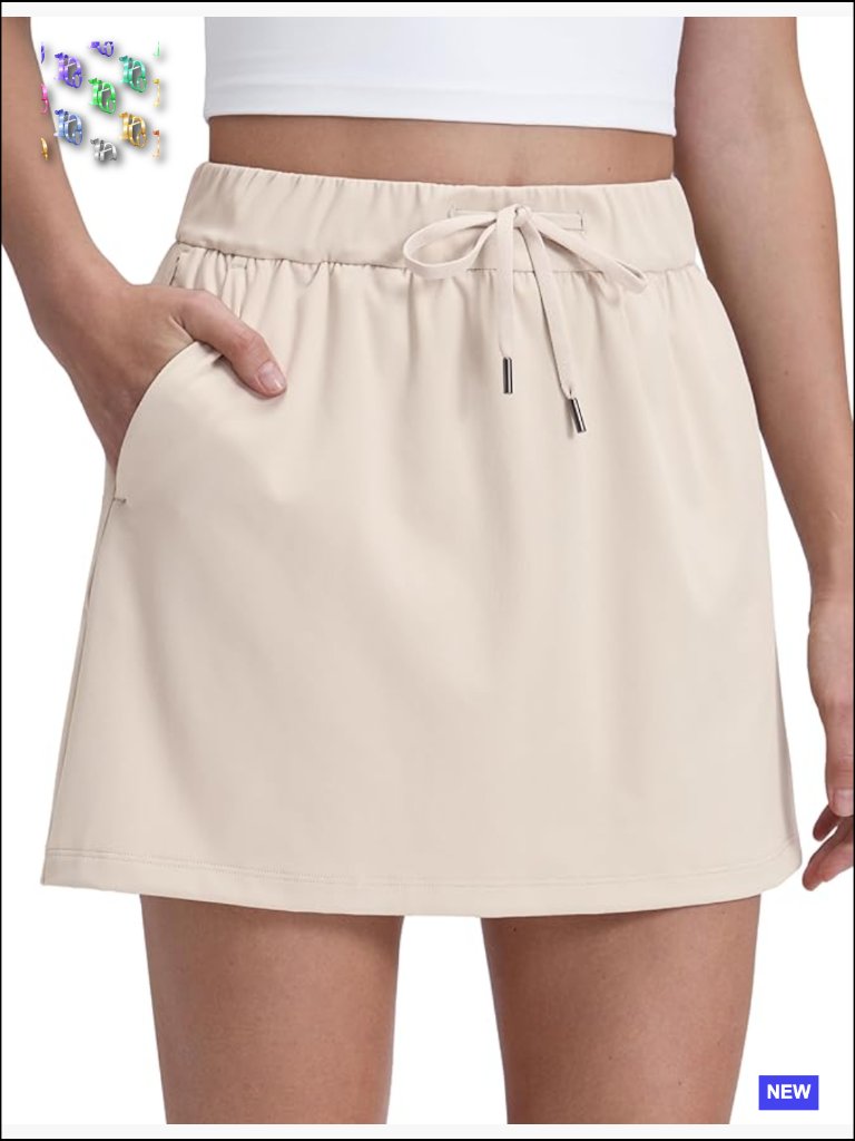 4-Way Stretch A-Line Skort High Waisted Work Tennis Golf Skirt With Pockets